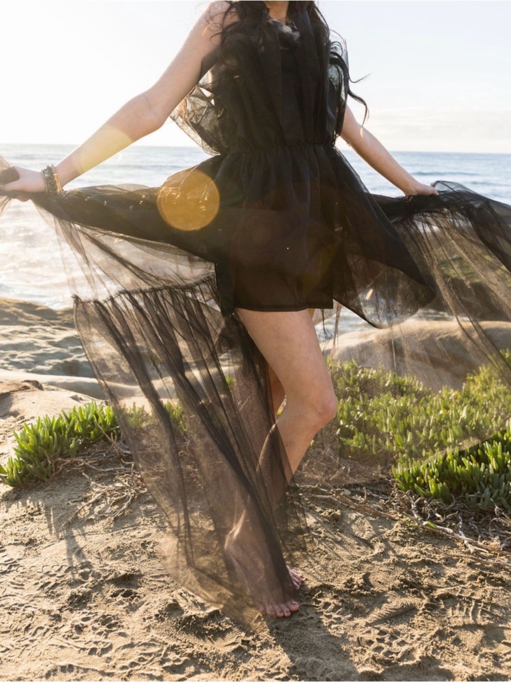 Sheer amazing Black Tulle High-Low Dress